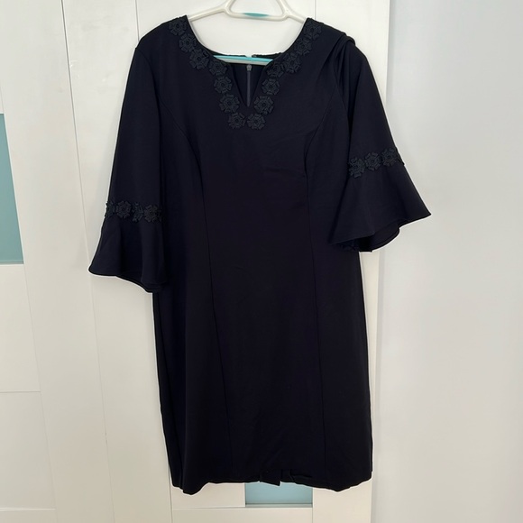 Dark Blue Jersey Knit Midi Dresss - Picture 1 of 4